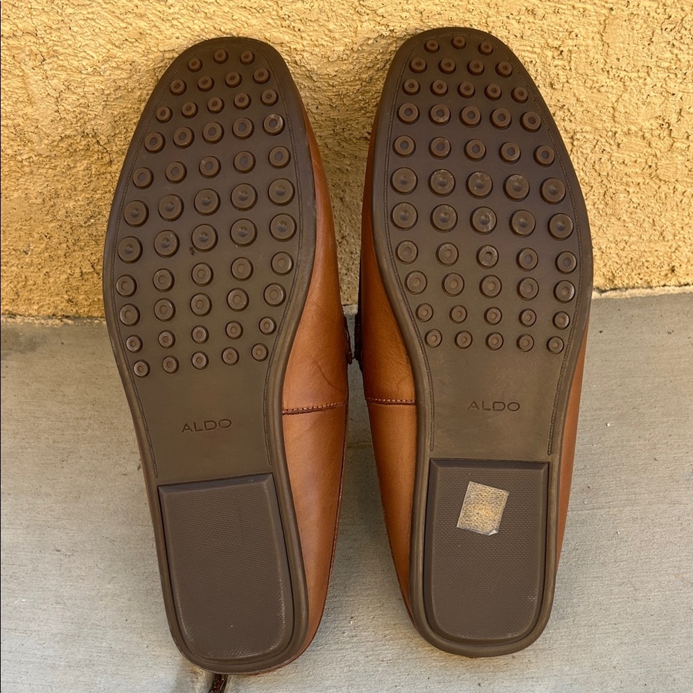 Aldo Men's Tan Leather Slip-Ons - Picture 2 of 4